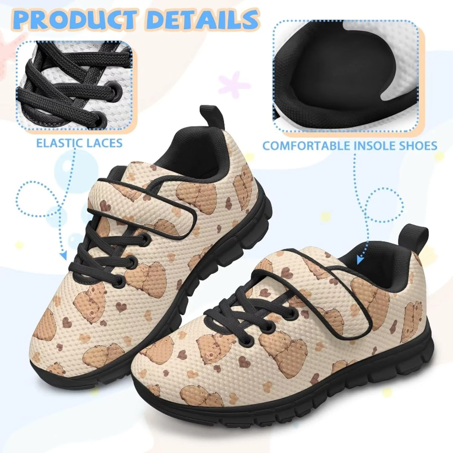 کفش‌های کتانی دخترانه Pointodoor، کفش‌های ورزشی تک سگکی مدرسه، کفش‌های پیاده‌روی و دویدن سبک و تنفسی