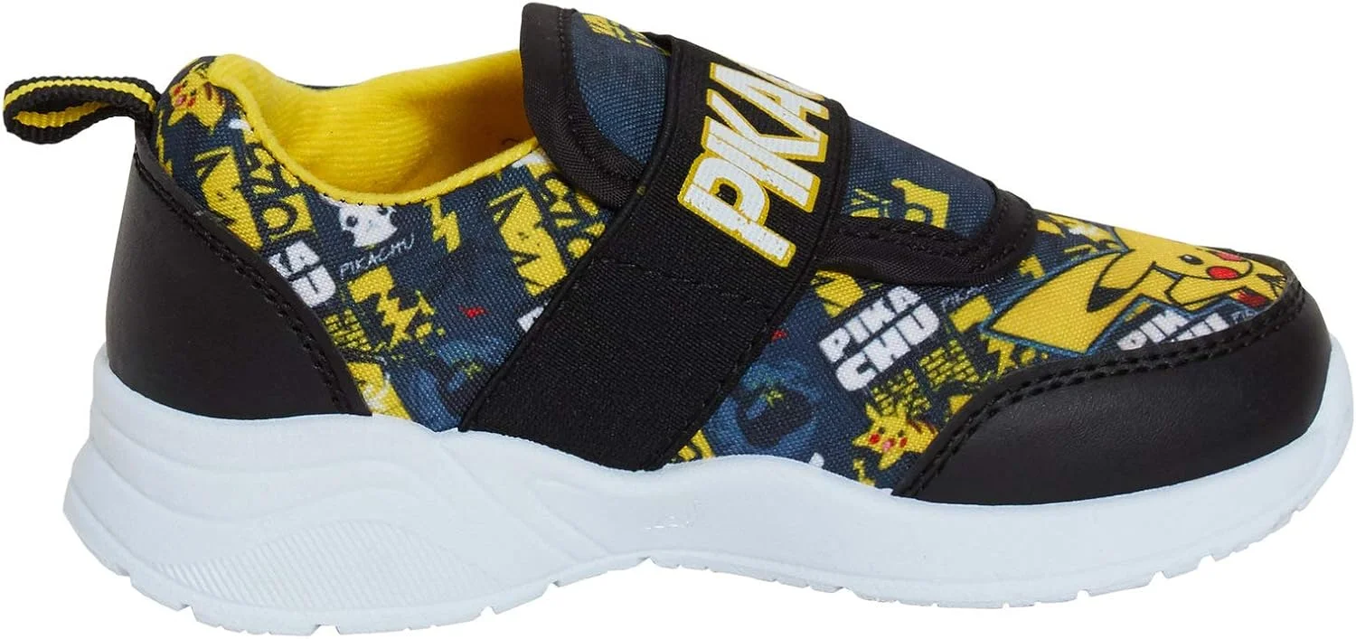 کفش ورزشی پوکمون پسرانه، طرح پیکاچو، چسبی، مناسب دویدن، مشکی، سایز 9