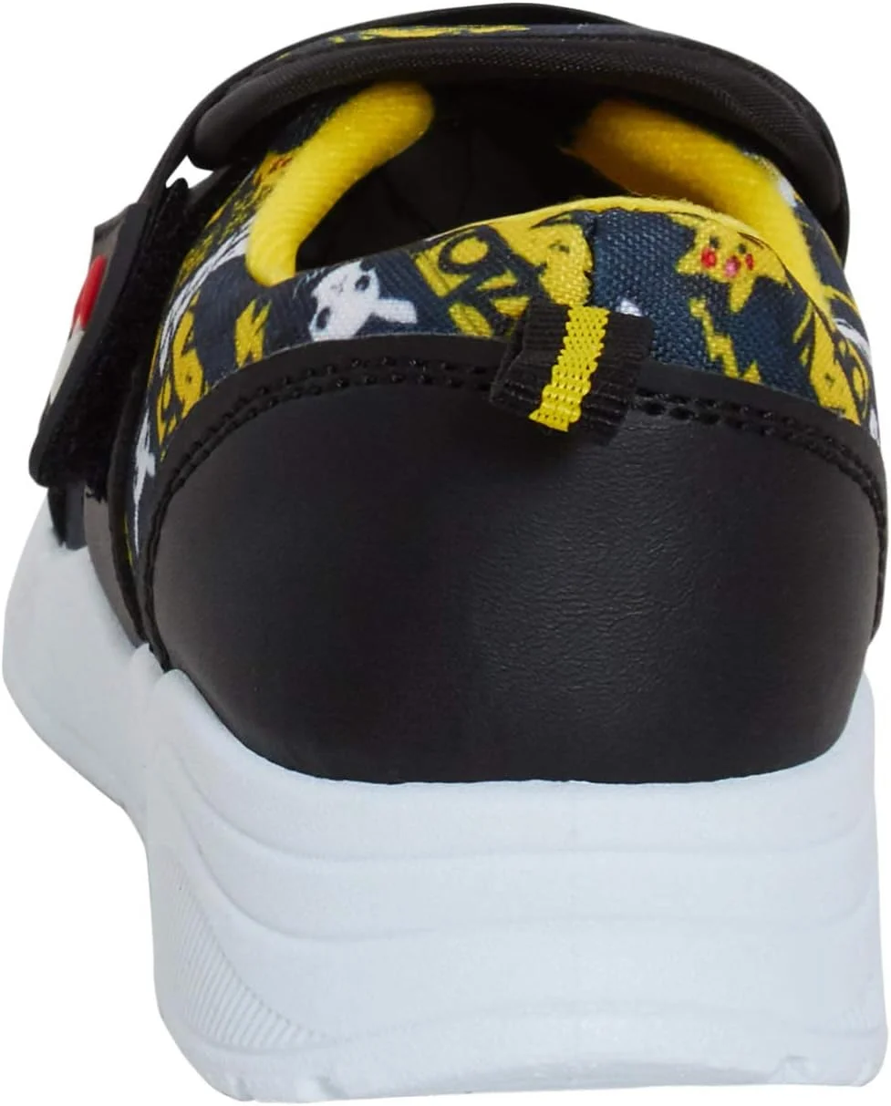 کفش ورزشی پوکمون پسرانه، طرح پیکاچو، چسبی، مناسب دویدن، مشکی، سایز 9