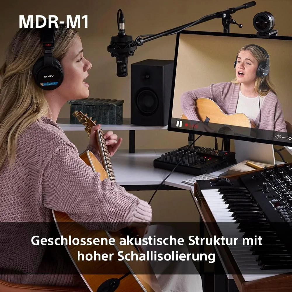 هدفون استودیویی پشت بسته سونی MDR-M1 - پخش سیمی فوق العاده پهن باند (5 هرتز - 80 کیلوهرتز)، ایده آل برای ضبط و میکس استودیویی، سبک وزن (216 گرم)، 2 کابل جداشدنی، مشکی هدفون استودیویی پشت بسته سونی MDR-M1 - پخش سیمی فوق العاده پهن باند (5 هرتز - 80 کیلوهرتز)، ایده آل برای ضبط و میکس استودیویی، سبک وزن (216 گرم)، 2 کابل جداشدنی، مشکی