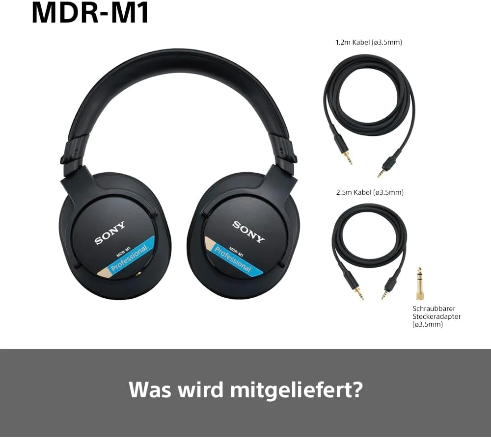 هدفون استودیویی پشت بسته سونی MDR-M1 - پخش سیمی فوق العاده پهن باند (5 هرتز - 80 کیلوهرتز)، ایده آل برای ضبط و میکس استودیویی، سبک وزن (216 گرم)، 2 کابل جداشدنی، مشکی هدفون استودیویی پشت بسته سونی MDR-M1 - پخش سیمی فوق العاده پهن باند (5 هرتز - 80 کیلوهرتز)، ایده آل برای ضبط و میکس استودیویی، سبک وزن (216 گرم)، 2 کابل جداشدنی، مشکی