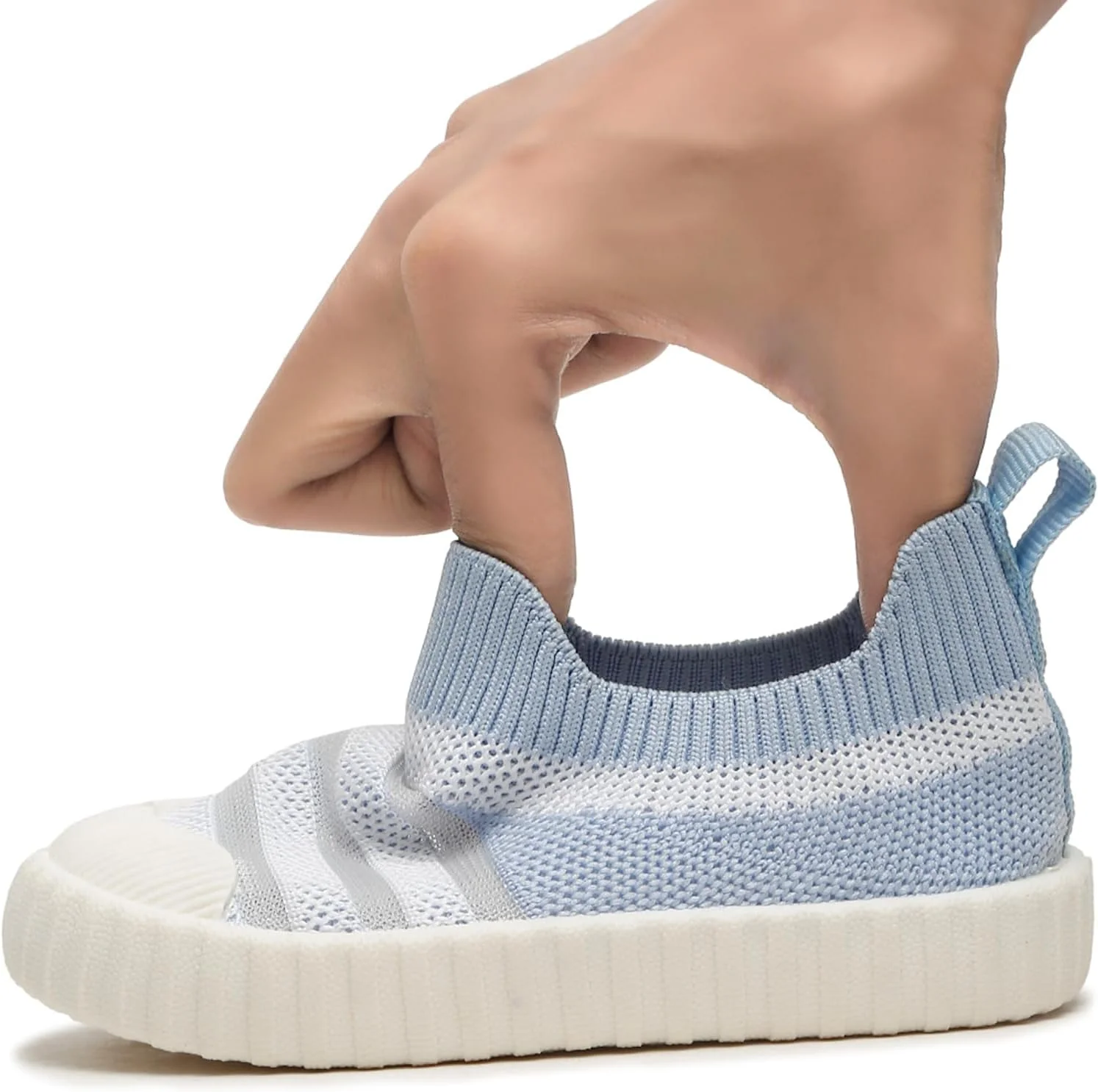 کفش‌های اسنیکرز لغزنده مخصوص اولین قدم‌های کودکان ONYC، آبی و سفید