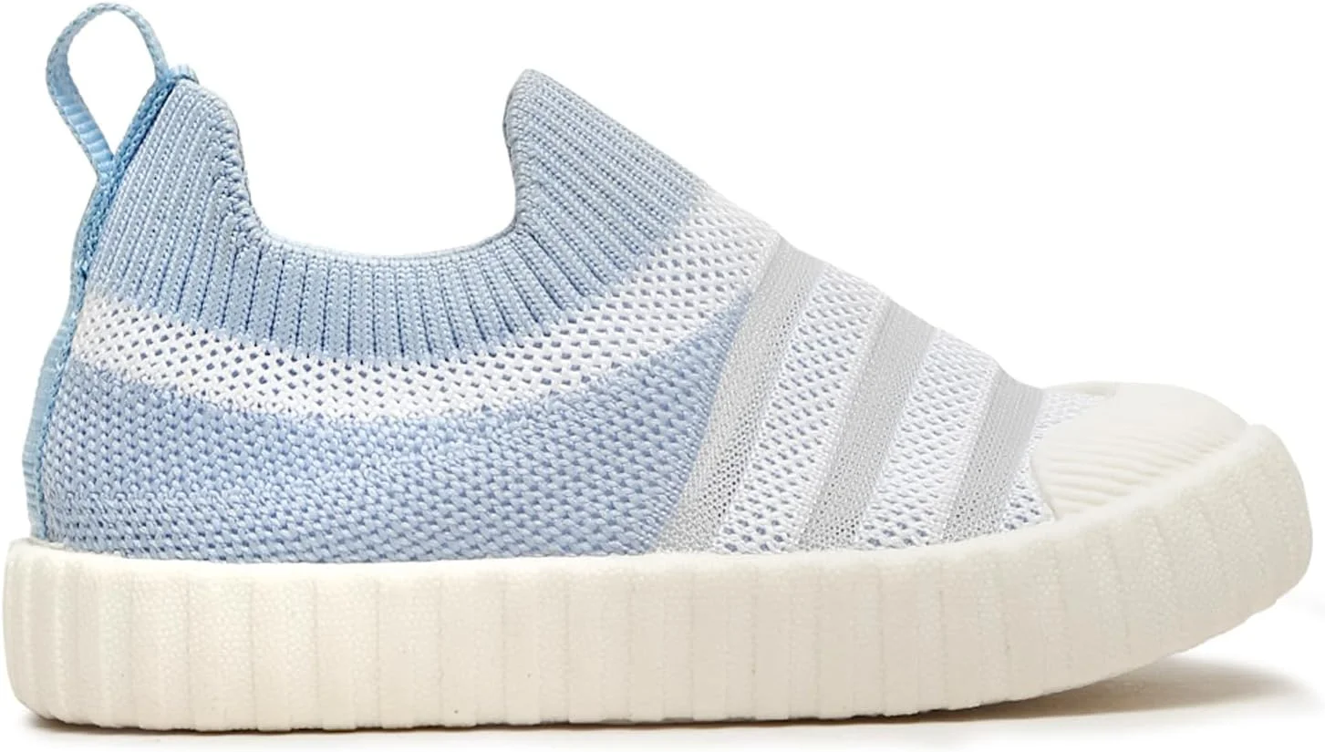 کفش‌های اسنیکرز لغزنده مخصوص اولین قدم‌های کودکان ONYC، آبی و سفید