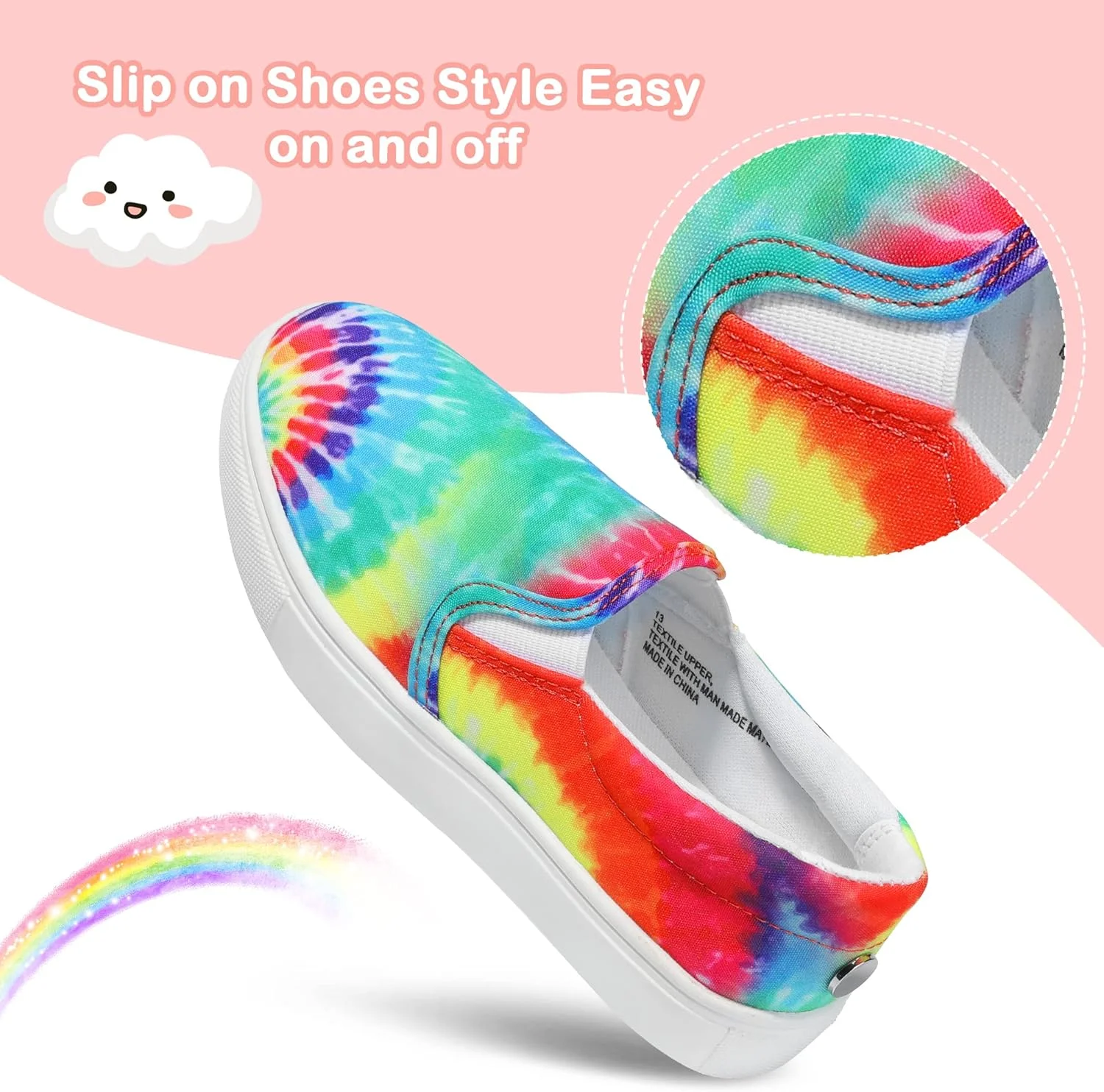 کفشهای کتانی دخترانه MIXIN، کفشهای راحتی بدون بند، تختهای مد روز با ساق کوتاه، کفشهای تنیس و پیادهروی برای کودکان کوچک/بزرگ کفشهای کتانی دخترانه MIXIN، کفشهای راحتی بدون بند، تختهای مد روز با ساق کوتاه، کفشهای تنیس و پیادهروی برای کودکان کوچک/بزرگ