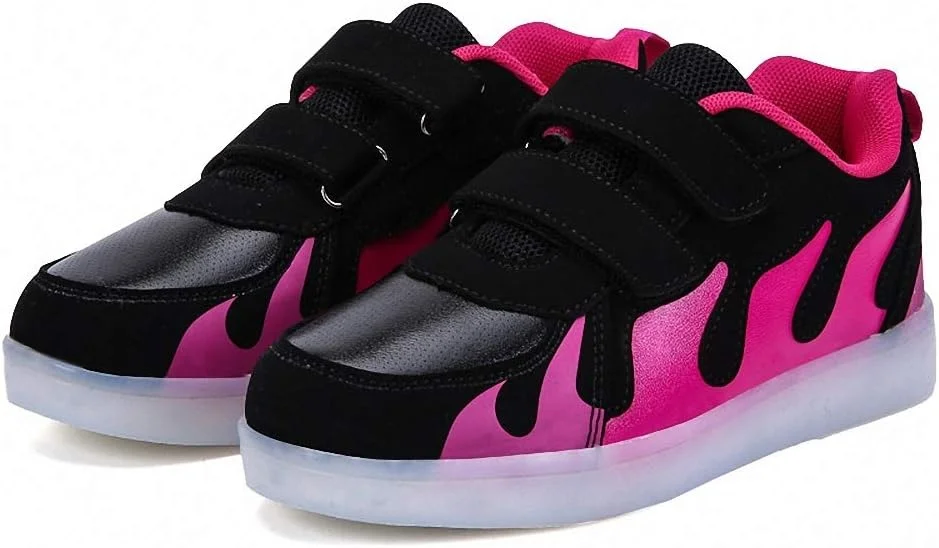 کفش های ال ای دی چراغ دار بچه گانه Miarui، کفش های فلاشینگ ال ای دی، چراغ های ال ای دی 7 رنگ، کفش های شارژی USB، کفش های دویدن، کتانی های فشن شارژی درخشان برای پسران و دختران، رز، 31