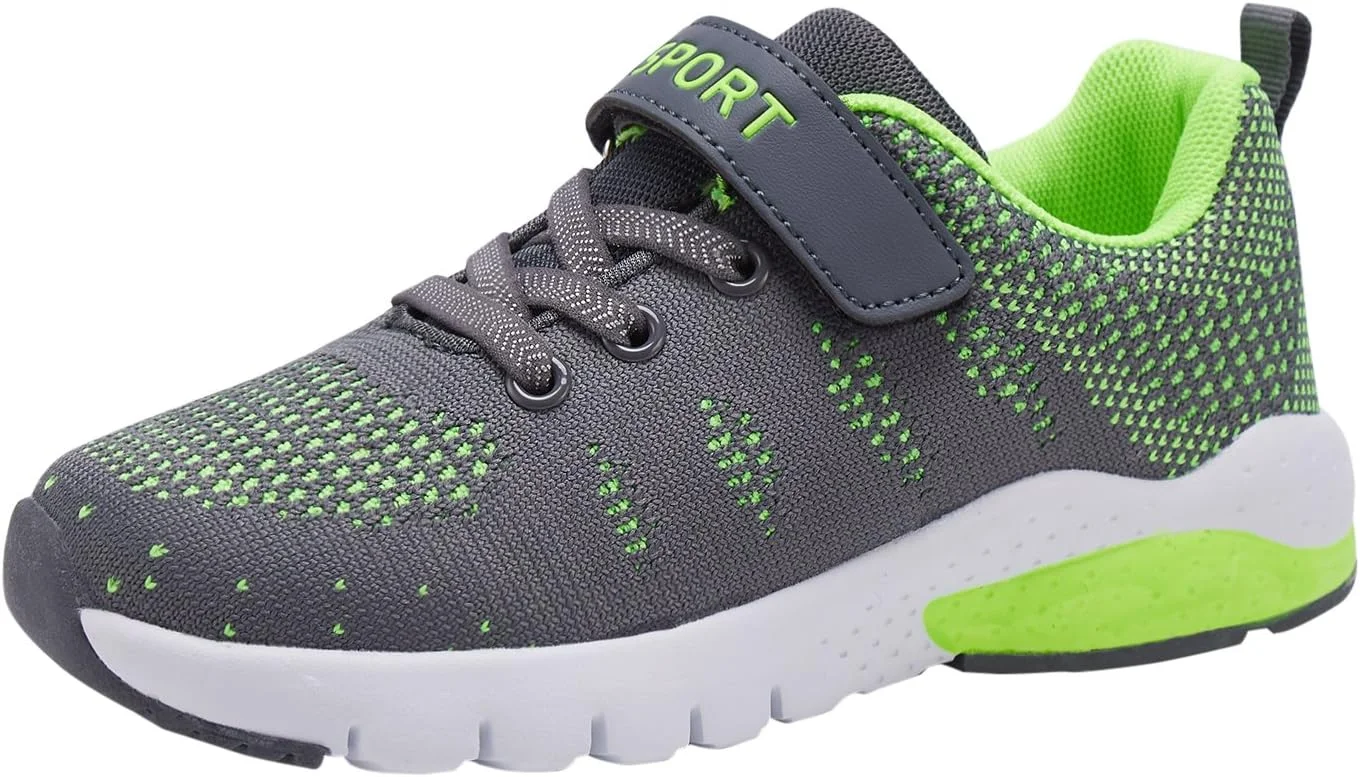 کفش تنیس بچگانه MAYZERO، کفش ورزشی تنفسی، کفش پیاده روی و دویدن، کتانی های مد روز برای پسران و دختران، خاکستری سبز
