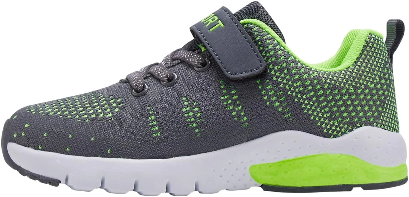 کفش تنیس بچگانه MAYZERO، کفش ورزشی تنفسی، کفش پیاده روی و دویدن، کتانی های مد روز برای پسران و دختران، خاکستری سبز