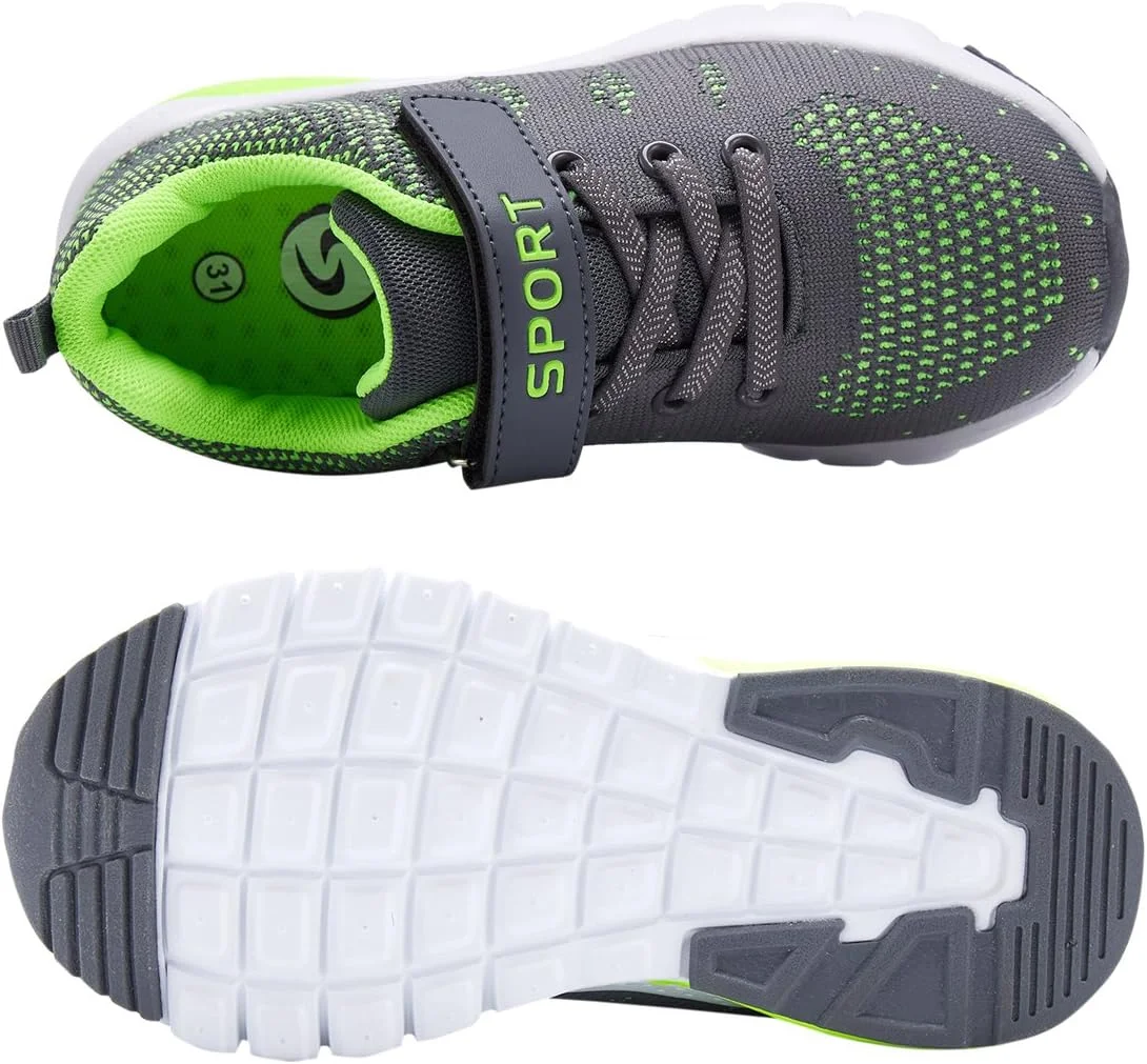 کفش تنیس بچگانه MAYZERO، کفش ورزشی تنفسی، کفش پیاده روی و دویدن، کتانی های مد روز برای پسران و دختران، خاکستری سبز