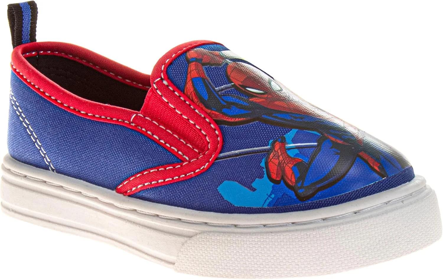 کفش های کتانی اسلیپ-آن پسرانه Josmo Marvel Spider-man، کفش های بوم برزنتی ساق کوتاه پسرانه، کفش های کتانی اسپایدی کژوال