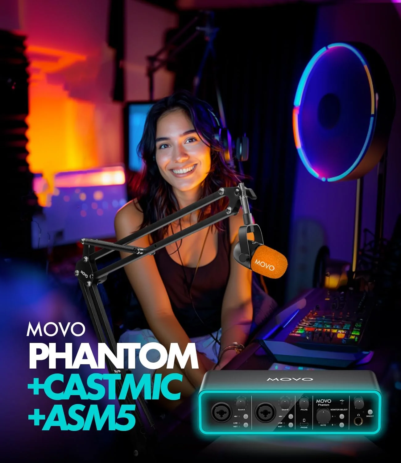 بسته رابط صوتی موسیقی Movo - رابط صوتی USB فانتوم، میکروفون دینامیک CastMic XLR و بازوی بوم - تجهیزات استودیویی حرفه ای برای نوازندگان، خوانندگان و تهیه کنندگان بسته رابط صوتی موسیقی Movo - رابط صوتی USB فانتوم، میکروفون دینامیک CastMic XLR و بازوی بوم - تجهیزات استودیویی حرفه ای برای نوازندگان، خوانندگان و تهیه کنندگان