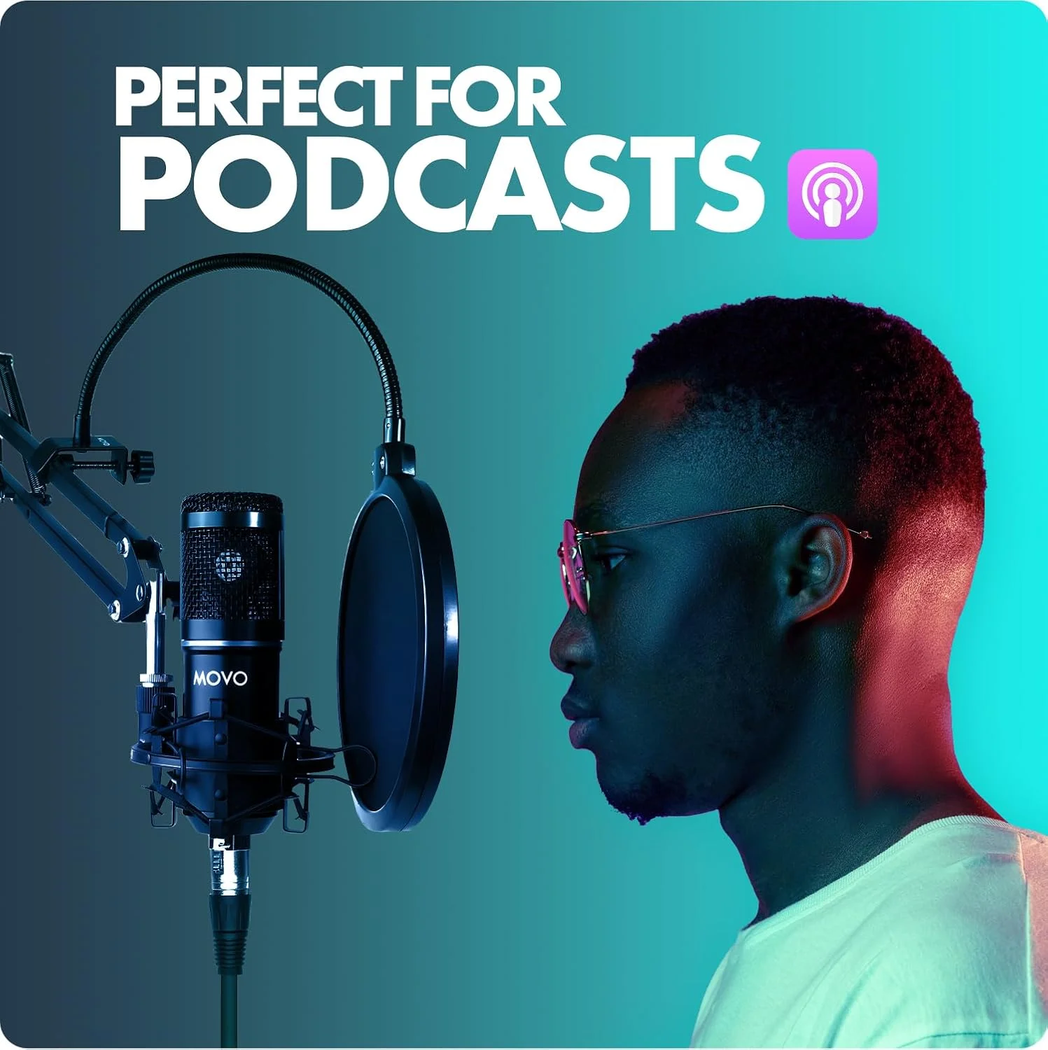 کیت میکروفون کاندنسر کاردیوئید یونیورسال Movo PodPak2A شامل 2 عدد میکروفون، به همراه پایه میکروفون بازویی قیچیشکل، لرزهگیر و فیلتر پاپ گردنی - مجموعه تجهیزات پادکست برای یوتیوب، پادکست و استریم کیت میکروفون کاندنسر کاردیوئید یونیورسال Movo PodPak2A شامل 2 عدد میکروفون، به همراه پایه میکروفون بازویی قیچیشکل، لرزهگیر و فیلتر پاپ گردنی - مجموعه تجهیزات پادکست برای یوتیوب، پادکست و استریم