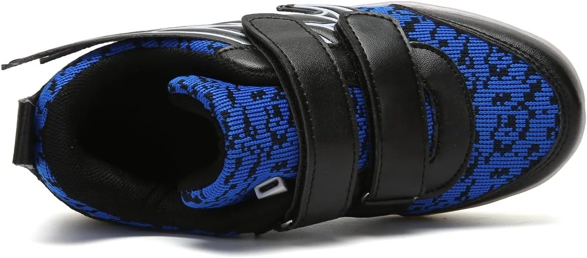 کفش ال ای دی اسپورت بچه گانه پسرانه دخترانه چراغ دار بالدار شارژی USB کفش درخشان (سایز UK 10/EU 28، مشکی+آبی) کفش ال ای دی اسپورت بچه گانه پسرانه دخترانه چراغ دار بالدار شارژی USB کفش درخشان (سایز UK 10/EU 28، مشکی+آبی)