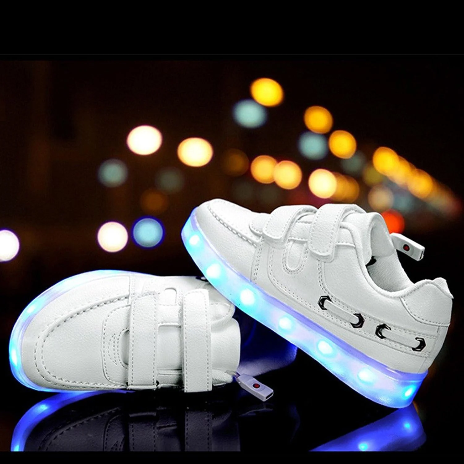 کفش های ال ای دی درخشان اسپورت LJ، کفش های چراغ دار پسرانه دخترانه، شارژ USB، کفش های کتانی ال ای دی چشمک زن 11 حالت رنگی (سایز 35 اروپا / 2 بریتانیا، سفید)