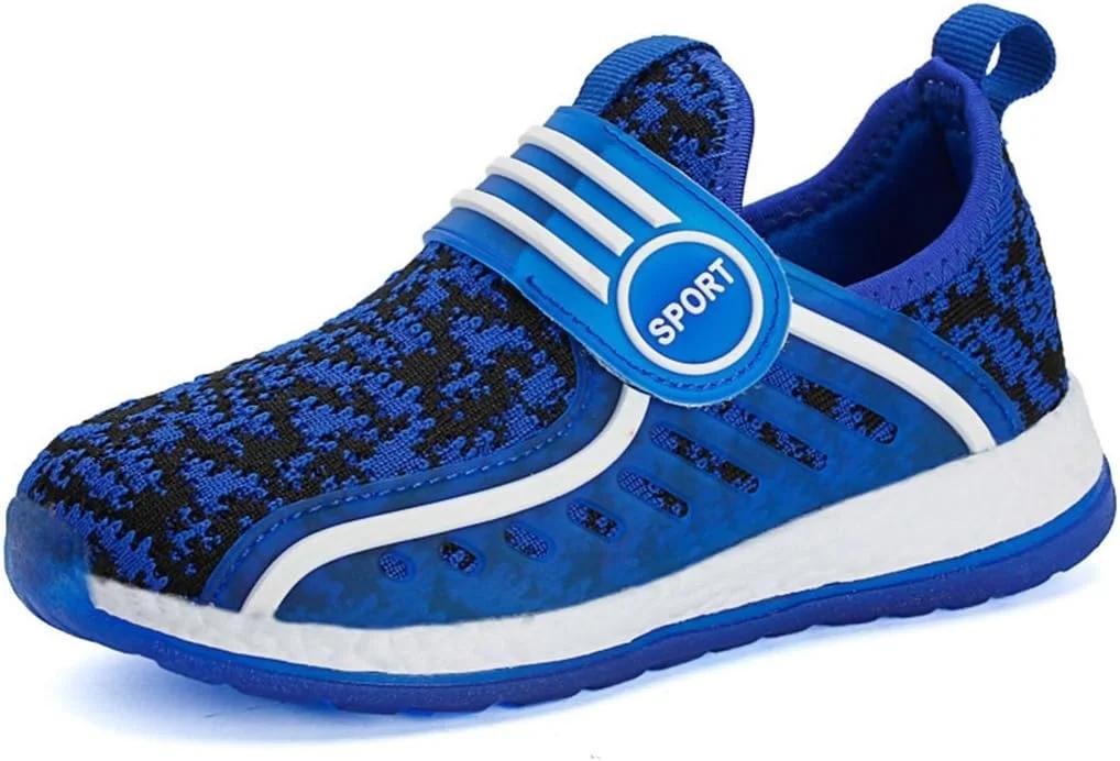 کفش ورزشی سبک وزن LJ Sport برای کودکان پسر و دختر، کفش پارچه‌ای بافتنی روزمره، کفش تنفس‌پذیر، کفش ورزشی (سایز 29/12M کودک نوپا، آبی)