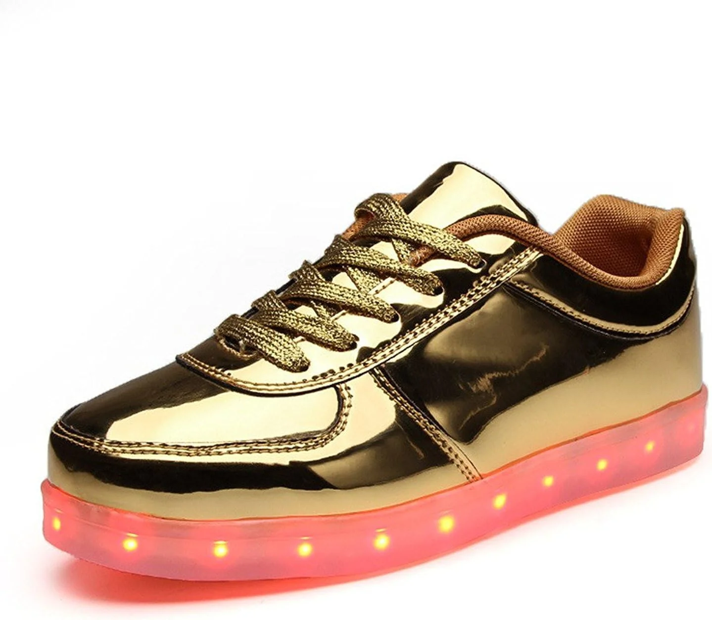 کفش ال ای دی اسپرت LJ پسرانه دخترانه، کفش های چراغ دار ساق کوتاه، شارژ USB، کفش های کتانی ال ای دی چشمک زن (25/8M US سایز کودک نوپا، طلایی)