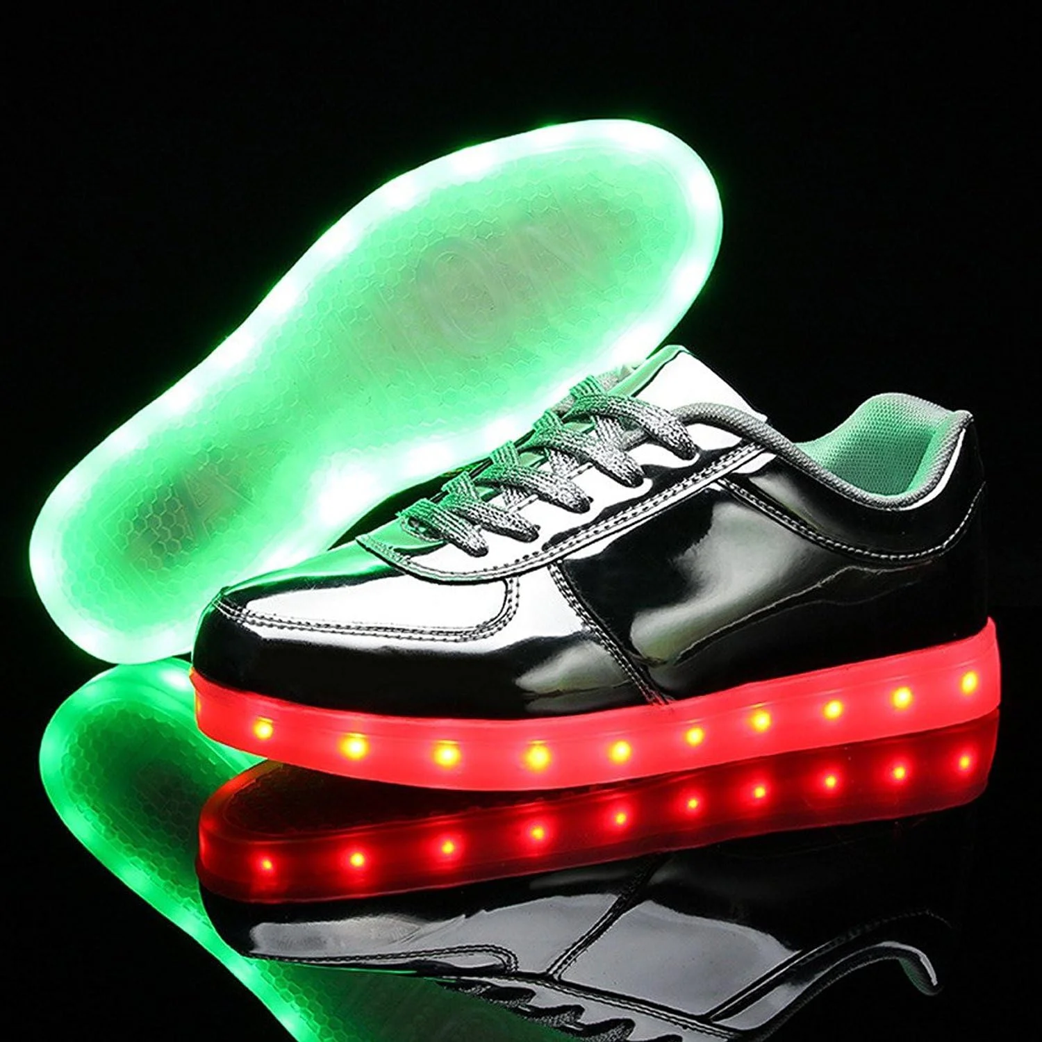 کفش ال ای دی اسپرت LJ پسرانه دخترانه، کفش های چراغ دار ساق کوتاه، شارژ USB، کفش های کتانی ال ای دی چشمک زن (41/10B(M US Women / 7.5D(M) US Men, نقره ای)