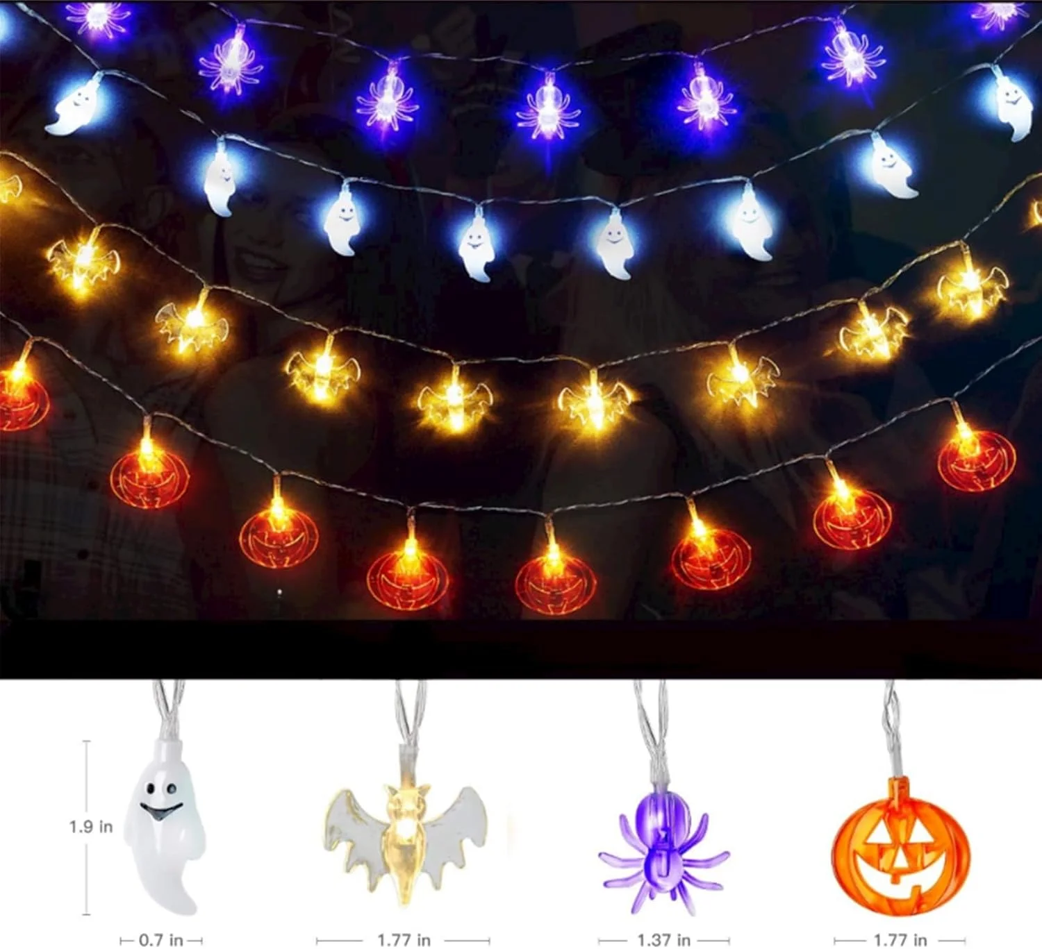 چراغ های رشته ای هالووین Beauenty با باتری، 4 چراغ تزئینی هالووین، چراغ های پری عنکبوتی کدو تنبل شبح خفاش با 10 LED برای تزئینات هالووین در فضای باز و داخلی، مهمانی چراغ های رشته ای هالووین Beauenty با باتری، 4 چراغ تزئینی هالووین، چراغ های پری عنکبوتی کدو تنبل شبح خفاش با 10 LED برای تزئینات هالووین در فضای باز و داخلی، مهمانی