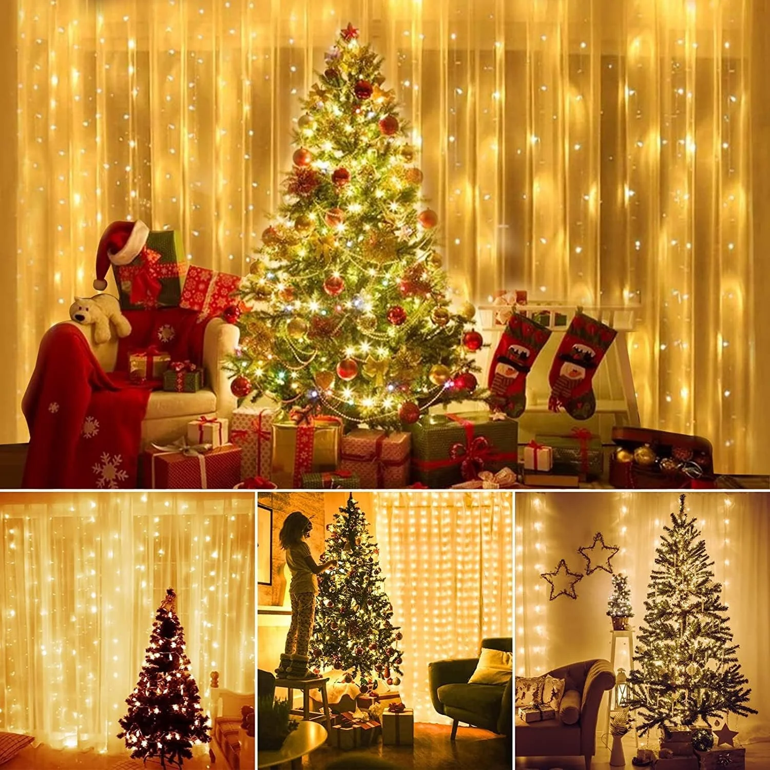 چراغ پرده ای 300 LED بیوتی، 3 متری، سفید گرم، ضد آب، کنترل از راه دور، تغذیه از طریق USB، مناسب برای داخل/خارج، کریسمس، عروسی، مهمانی، اتاق خواب، تزئینات باغ چراغ پرده ای 300 LED بیوتی، 3 متری، سفید گرم، ضد آب، کنترل از راه دور، تغذیه از طریق USB، مناسب برای داخل/خارج، کریسمس، عروسی، مهمانی، اتاق خواب، تزئینات باغ