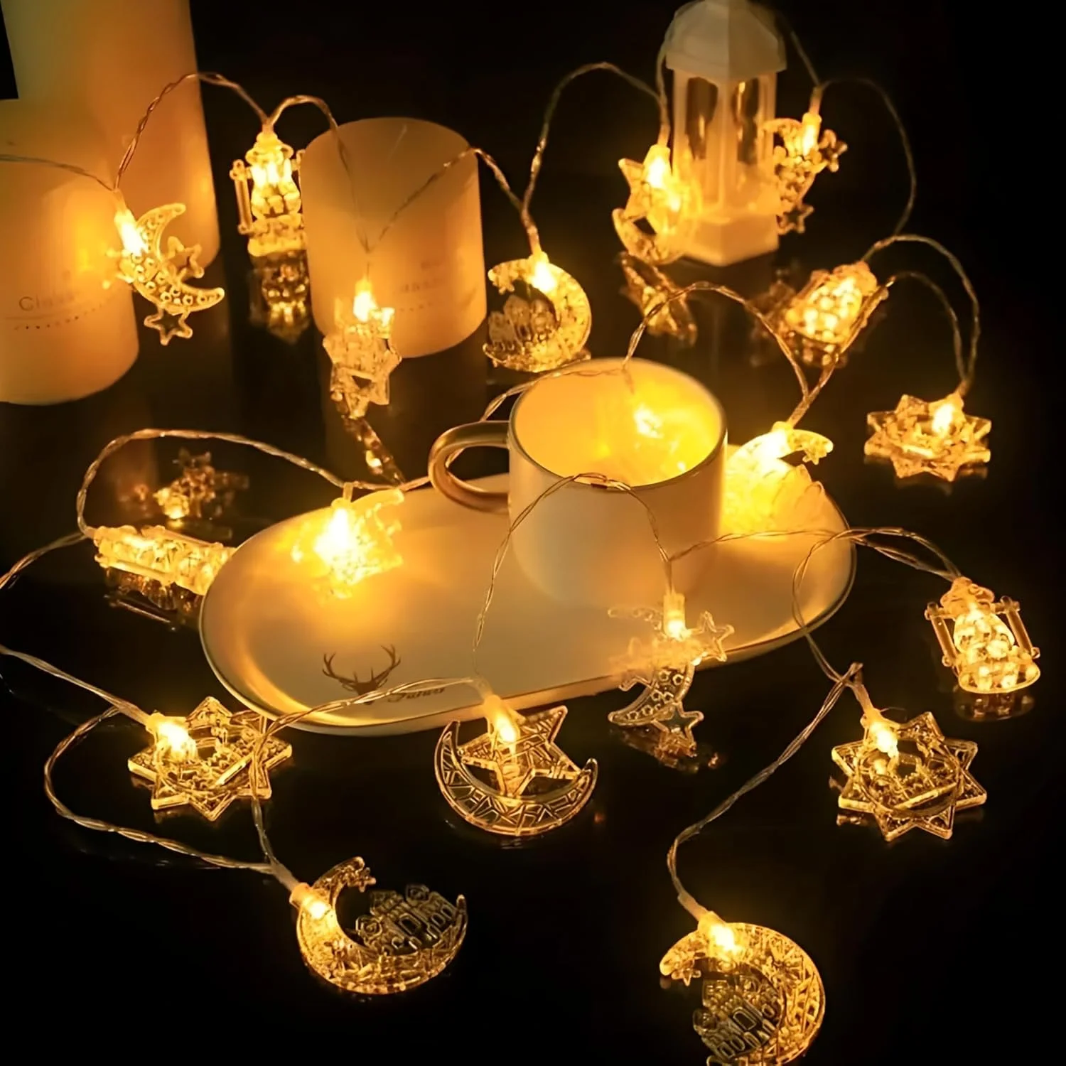 چراغ های رشته ای ماه رمضان Beauenty، 6 متری 40 ال ای دی فانوسی، با USB کار می کند، تزئینات برای خانه، عروسی، چراغ های آویزان ماه رمضان در فضای باز و داخلی، سفید گرم چراغ های رشته ای ماه رمضان Beauenty، 6 متری 40 ال ای دی فانوسی، با USB کار می کند، تزئینات برای خانه، عروسی، چراغ های آویزان ماه رمضان در فضای باز و داخلی، سفید گرم