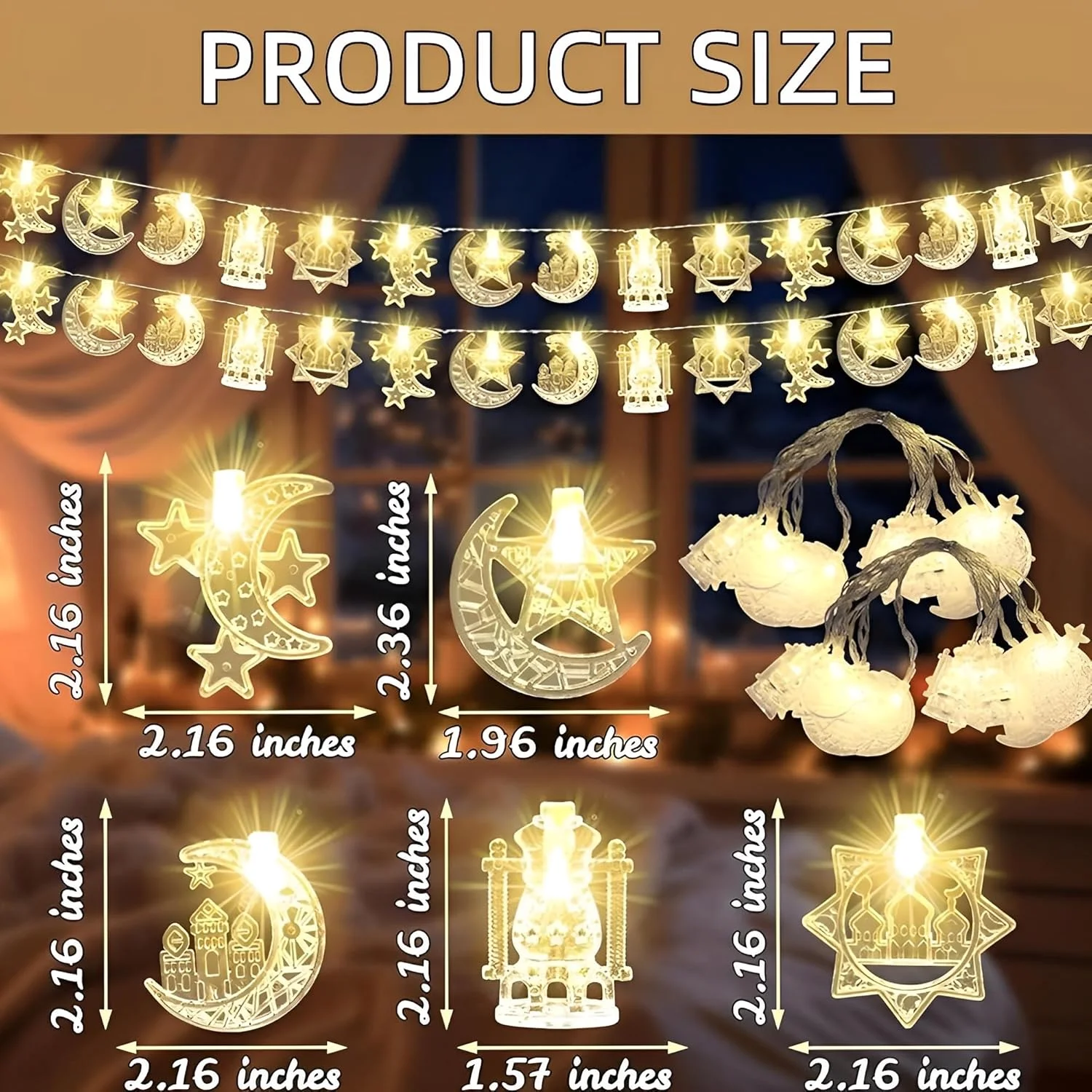 چراغ های رشته ای ماه رمضان Beauenty، 6 متری 40 ال ای دی فانوسی، با USB کار می کند، تزئینات برای خانه، عروسی، چراغ های آویزان ماه رمضان در فضای باز و داخلی، سفید گرم چراغ های رشته ای ماه رمضان Beauenty، 6 متری 40 ال ای دی فانوسی، با USB کار می کند، تزئینات برای خانه، عروسی، چراغ های آویزان ماه رمضان در فضای باز و داخلی، سفید گرم