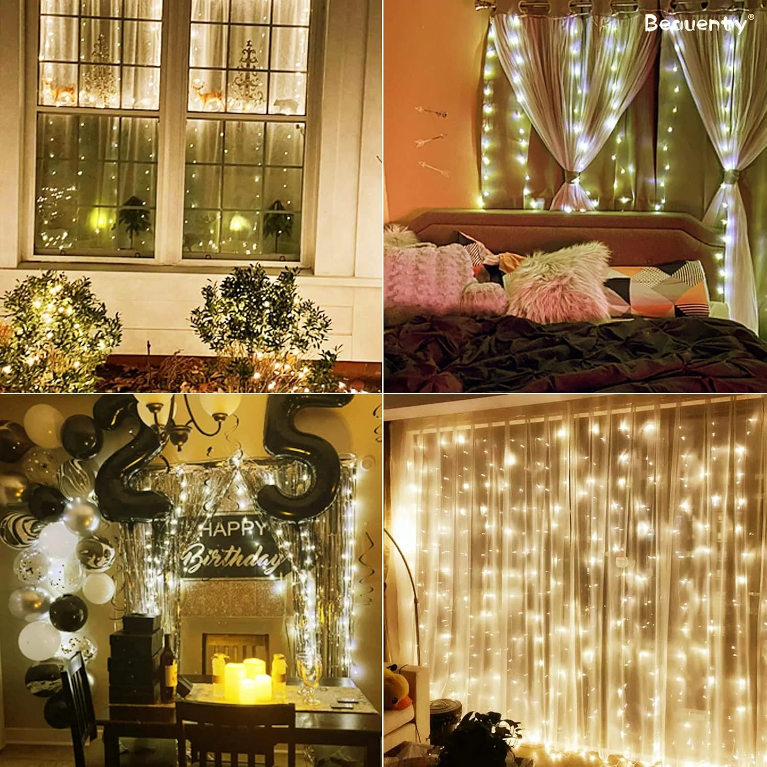 چراغ پرده ای Beauenty با 300 LED، 8 حالت نورپردازی، تغذیه از طریق USB، ضد آب، چراغ های ریسه ای پری، مناسب برای عروسی، رمضان، خانه، باغ، اتاق خواب، دکوراسیون داخلی و خارجی، دیوار، کریسمس (سفید گرم) چراغ پرده ای Beauenty با 300 LED، 8 حالت نورپردازی، تغذیه از طریق USB، ضد آب، چراغ های ریسه ای پری، مناسب برای عروسی، رمضان، خانه، باغ، اتاق خواب، دکوراسیون داخلی و خارجی، دیوار، کریسمس (سفید گرم)