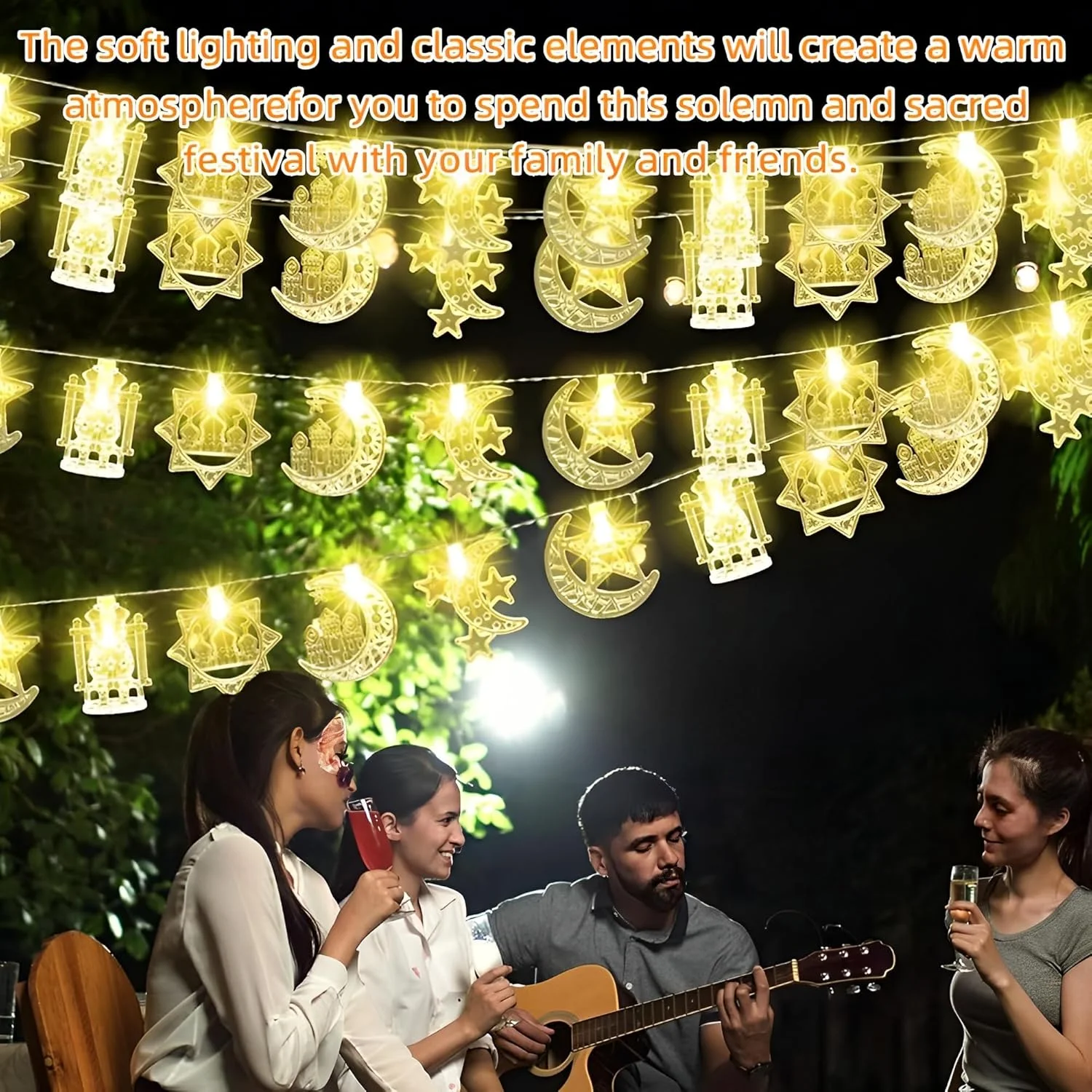 چراغ های رشته ای ماه رمضان Beauenty، 6 متری 40 ال ای دی فانوسی، با USB کار می کند، تزئینات برای خانه، عروسی، چراغ های آویزان ماه رمضان در فضای باز و داخلی، سفید گرم چراغ های رشته ای ماه رمضان Beauenty، 6 متری 40 ال ای دی فانوسی، با USB کار می کند، تزئینات برای خانه، عروسی، چراغ های آویزان ماه رمضان در فضای باز و داخلی، سفید گرم