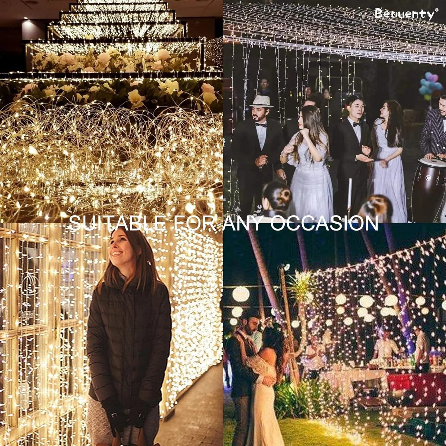 چراغ پرده ای Beauenty با 300 LED، 8 حالت نورپردازی، تغذیه از طریق USB، ضد آب، چراغ های ریسه ای پری، مناسب برای عروسی، رمضان، خانه، باغ، اتاق خواب، دکوراسیون داخلی و خارجی، دیوار، کریسمس (سفید گرم) چراغ پرده ای Beauenty با 300 LED، 8 حالت نورپردازی، تغذیه از طریق USB، ضد آب، چراغ های ریسه ای پری، مناسب برای عروسی، رمضان، خانه، باغ، اتاق خواب، دکوراسیون داخلی و خارجی، دیوار، کریسمس (سفید گرم)