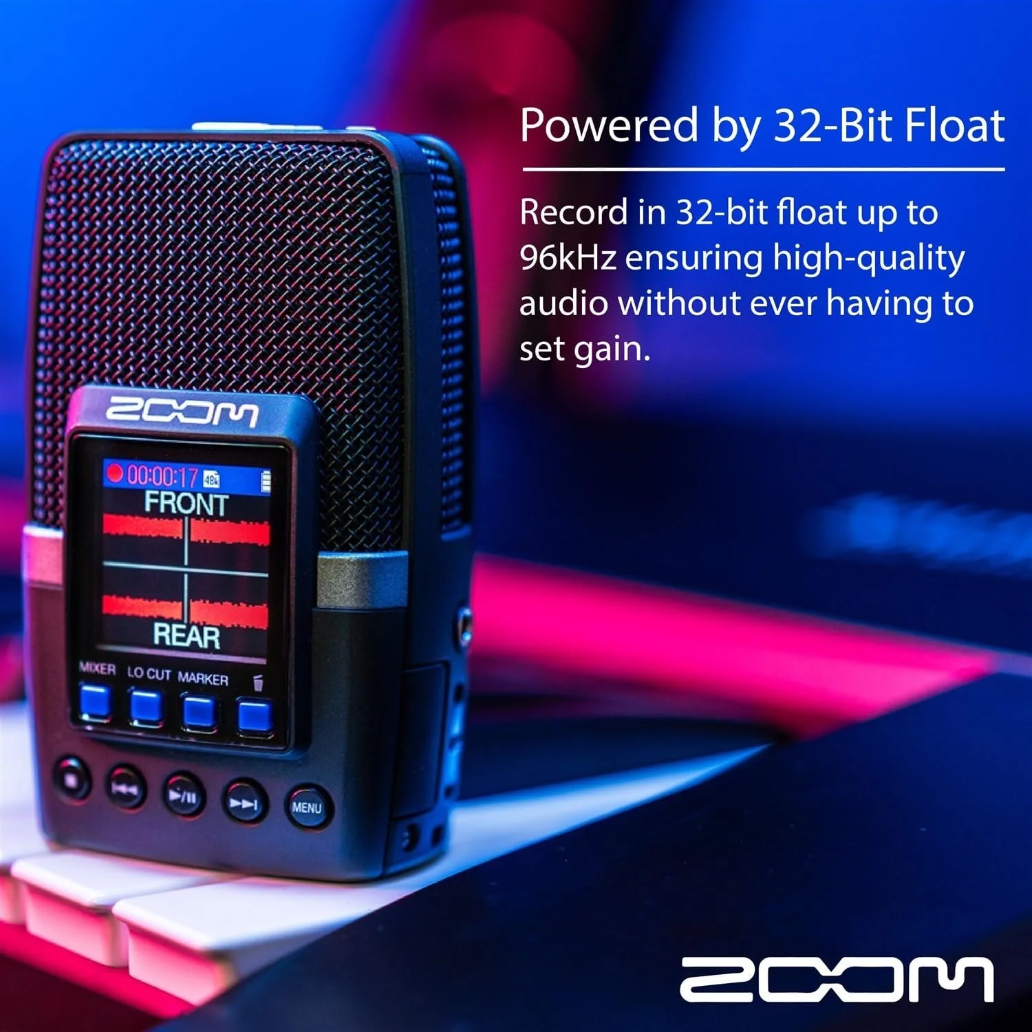 بسته ضبط کننده دستی چند میکروفونی Zoom H2essential به همراه کارت microSDHC 32 گیگابایتی با آداپتور، میکروفون کندانسور یقه ای حرفه ای Vidpro، 4 عدد باتری AA و شارژر، سه پایه رومیزی