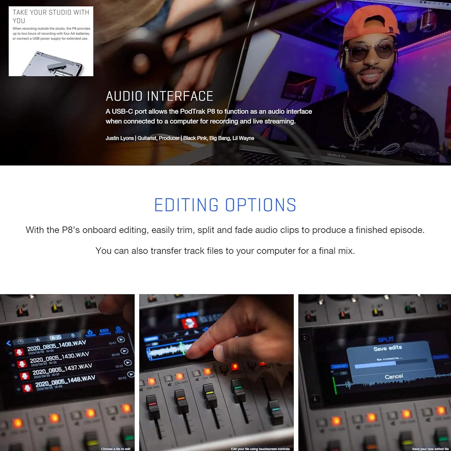 دستگاه ضبط پادکست چند مسیره زوم مدل PodTrak P8 + میکروفون پادکست زوم مدل ZDM-1 + آداپتور بلوتوث زوم مدل BTA-2 + هدفون + بادگیر + کابل XLR - بسته ارزشمند دستگاه ضبط پادکست چند مسیره زوم مدل PodTrak P8 + میکروفون پادکست زوم مدل ZDM-1 + آداپتور بلوتوث زوم مدل BTA-2 + هدفون + بادگیر + کابل XLR - بسته ارزشمند