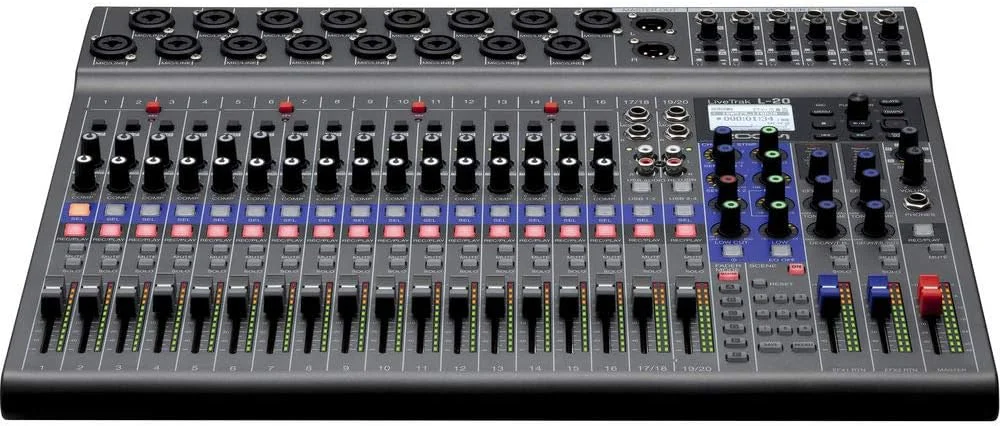 میکسر دیجیتال 20 ورودی و ضبط کننده چند مسیره Zoom LiveTrak L-20 به همراه هدفون ATH-M50x و بسته لوازم جانبی (4 قلم)