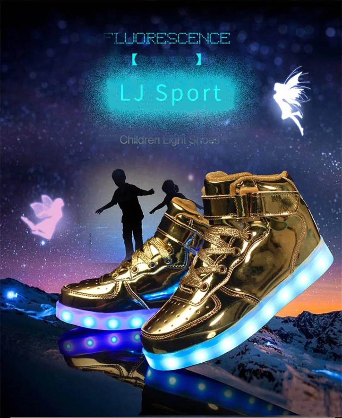 کفش های ال ای دی اسپرت یونیسکس LJ، مناسب کودکان، پسران و دختران، ساق بلند چراغ دار، شارژ USB، کفش های کتانی ال ای دی چشمک زن 7 رنگ، مناسب آقایان و بانوان (سایز 7 آمریکا، طلایی) کفش های ال ای دی اسپرت یونیسکس LJ، مناسب کودکان، پسران و دختران، ساق بلند چراغ دار، شارژ USB، کفش های کتانی ال ای دی چشمک زن 7 رنگ، مناسب آقایان و بانوان (سایز 7 آمریکا، طلایی)