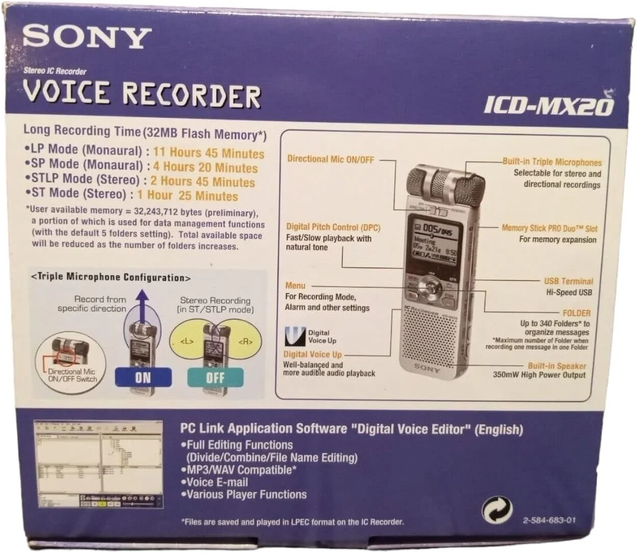 دستگاه ضبط صدای دیجیتال سونی ICD-MX20