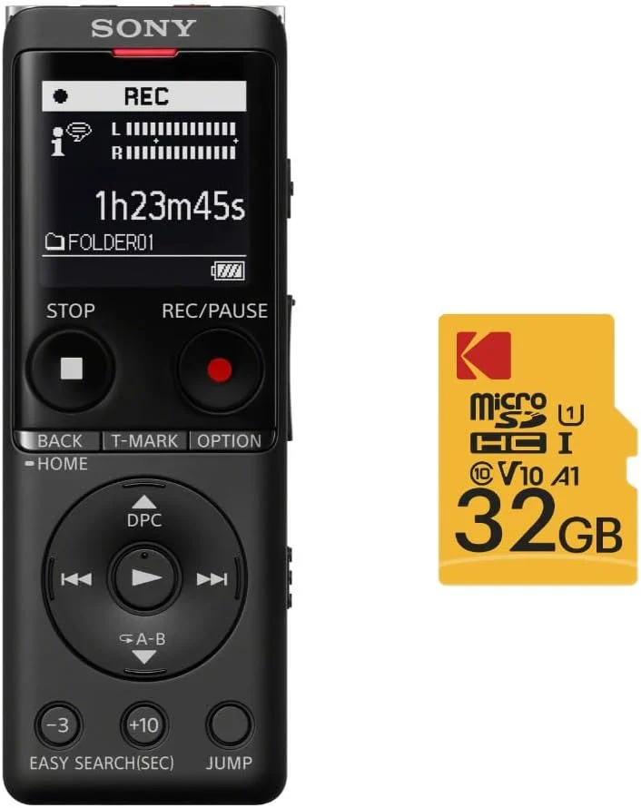 ضبط کننده صدای دیجیتال سونی ICD-UX570 (مشکی) به همراه کارت حافظه 16 گیگابایتی (2 قطعه)