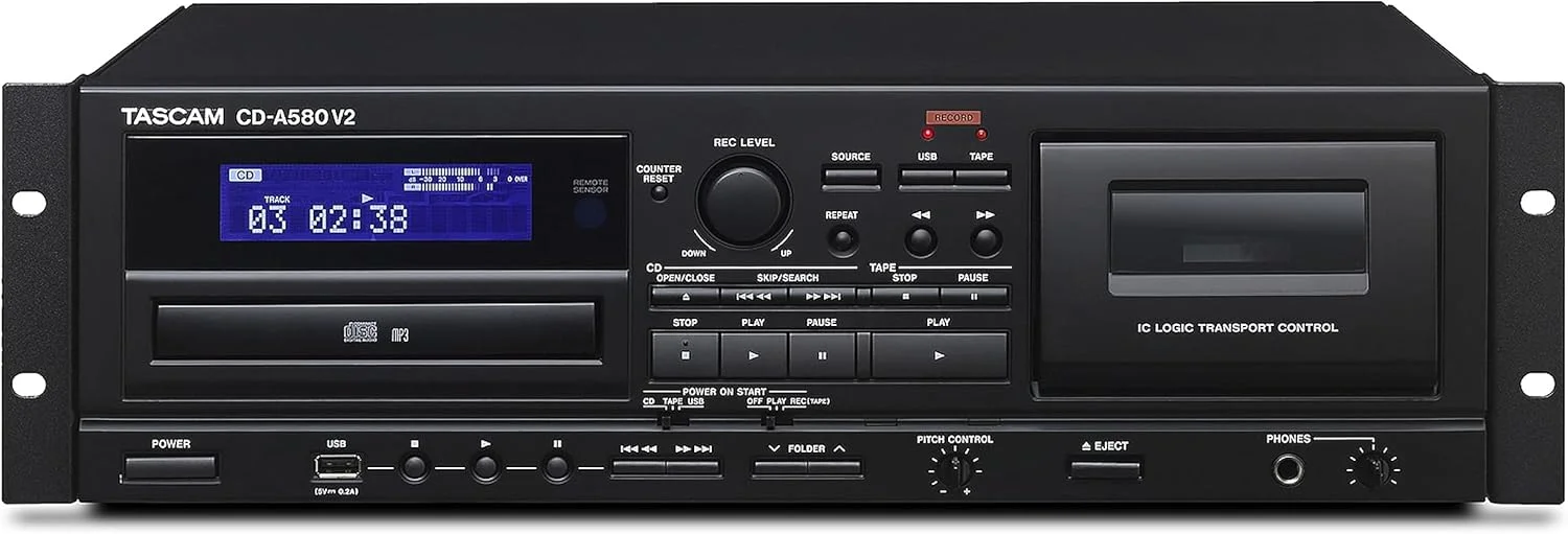 تسکام CD-A580 v2 - پخش کننده CD، دستگاه کاست و ضبط کننده USB