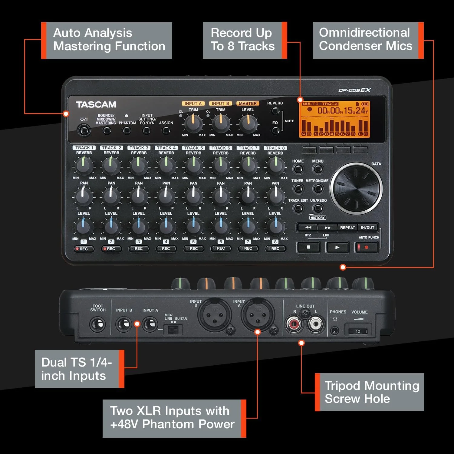 ضبط کننده چند آهنگه دیجیتال پاکت استودیوی 8 ترک TASCAM (DP-008EX) ضبط کننده چند آهنگه دیجیتال پاکت استودیوی 8 ترک TASCAM (DP-008EX)
