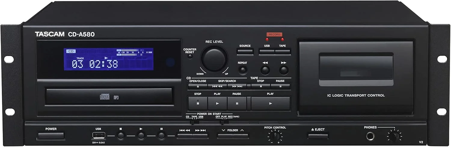 دستگاه ضبط و پخش ترکیبی Tascam CD-A580 رک مونت کاست/سی دی/USB MP3