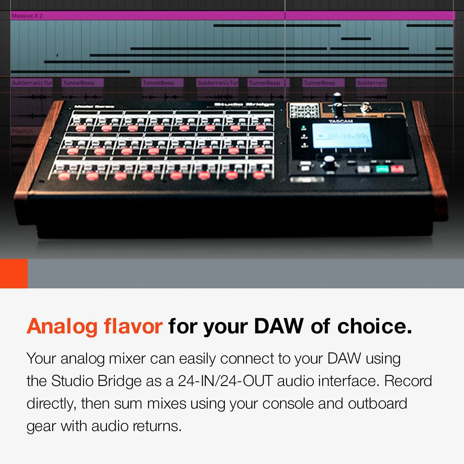 TASCAM Studio Bridge ضبط کننده چند مسیره 24 کاناله و رابط صوتی USB با MIDI - ضبط با کیفیت بالا و کیفیت استودیو TASCAM Studio Bridge ضبط کننده چند مسیره 24 کاناله و رابط صوتی USB با MIDI - ضبط با کیفیت بالا و کیفیت استودیو