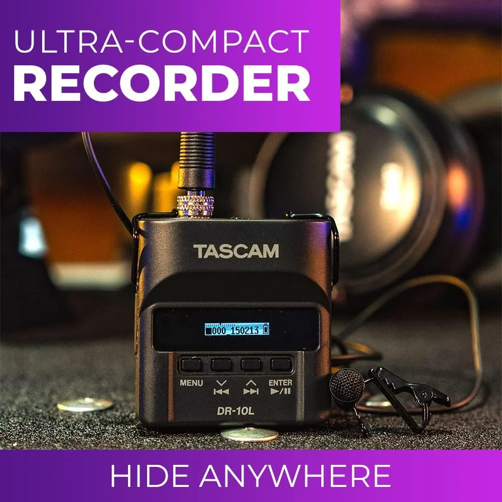 ضبط کننده صدای دیجیتال Tascam Dr-10L/Lw با میکروفون یقه ای - مشکی - مدل Dr-10L ضبط کننده صدای دیجیتال Tascam Dr-10L/Lw با میکروفون یقه ای - مشکی - مدل Dr-10L