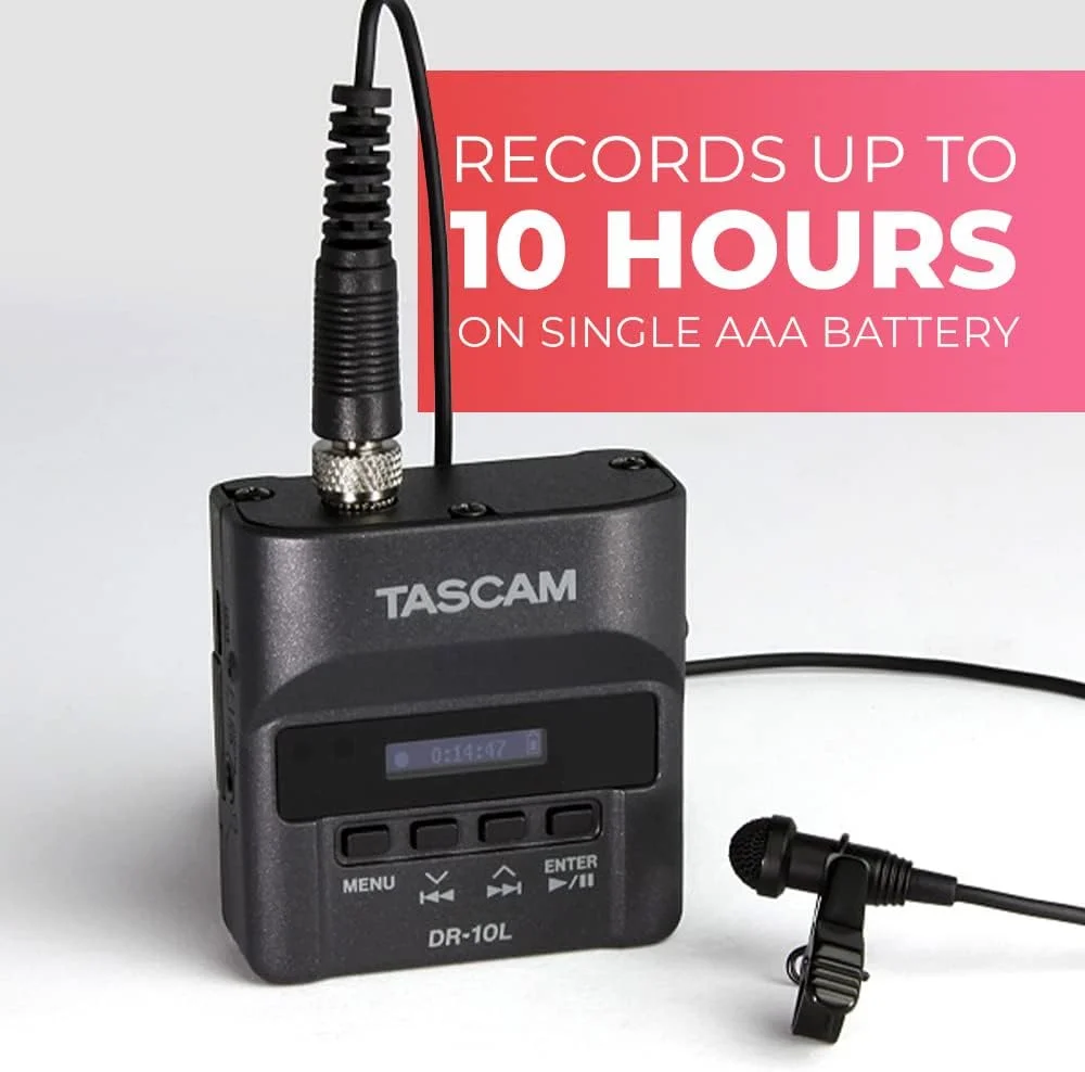 ضبط کننده صدای دیجیتال Tascam Dr-10L/Lw با میکروفون یقه ای - مشکی - مدل Dr-10L ضبط کننده صدای دیجیتال Tascam Dr-10L/Lw با میکروفون یقه ای - مشکی - مدل Dr-10L