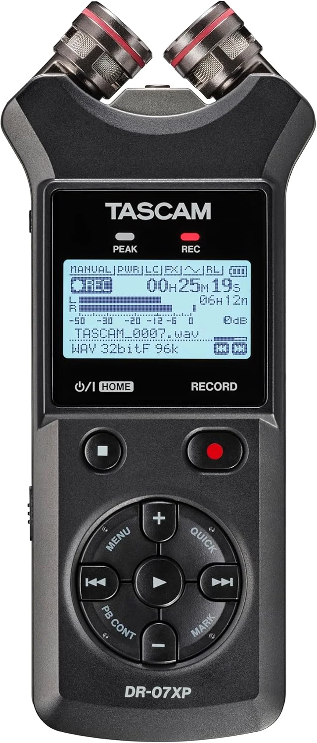 ضبط کننده دستی 2 کاناله Tascam DR-07XP با رزولوشن 32 بیتی شناور و رابط صوتی USB