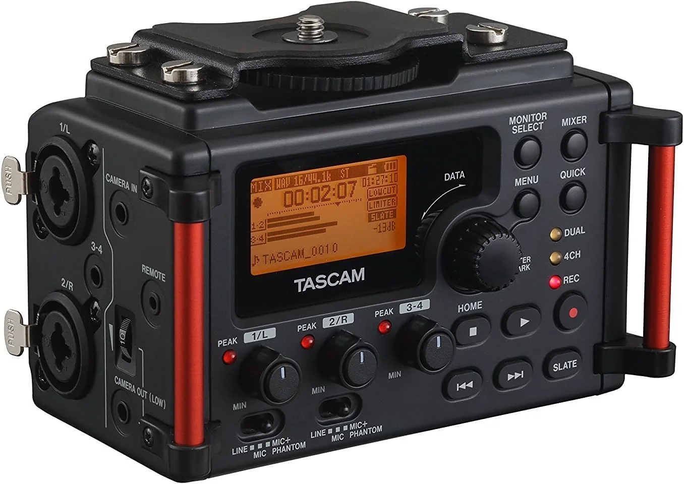 ضبط کننده صدای پرتابل 4 کاناله TASCAM برای فیلمسازان DSLR، مشکی (DR-60DmkII)