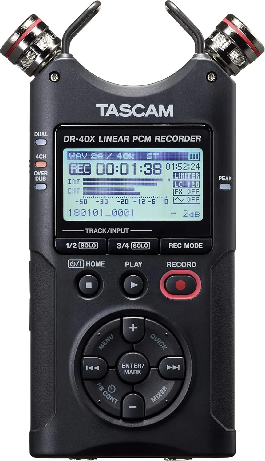ضبط کننده صدای 4 کاناله قابل حمل Tascam DR-40X ضبط کننده صدای 4 کاناله قابل حمل Tascam DR-40X