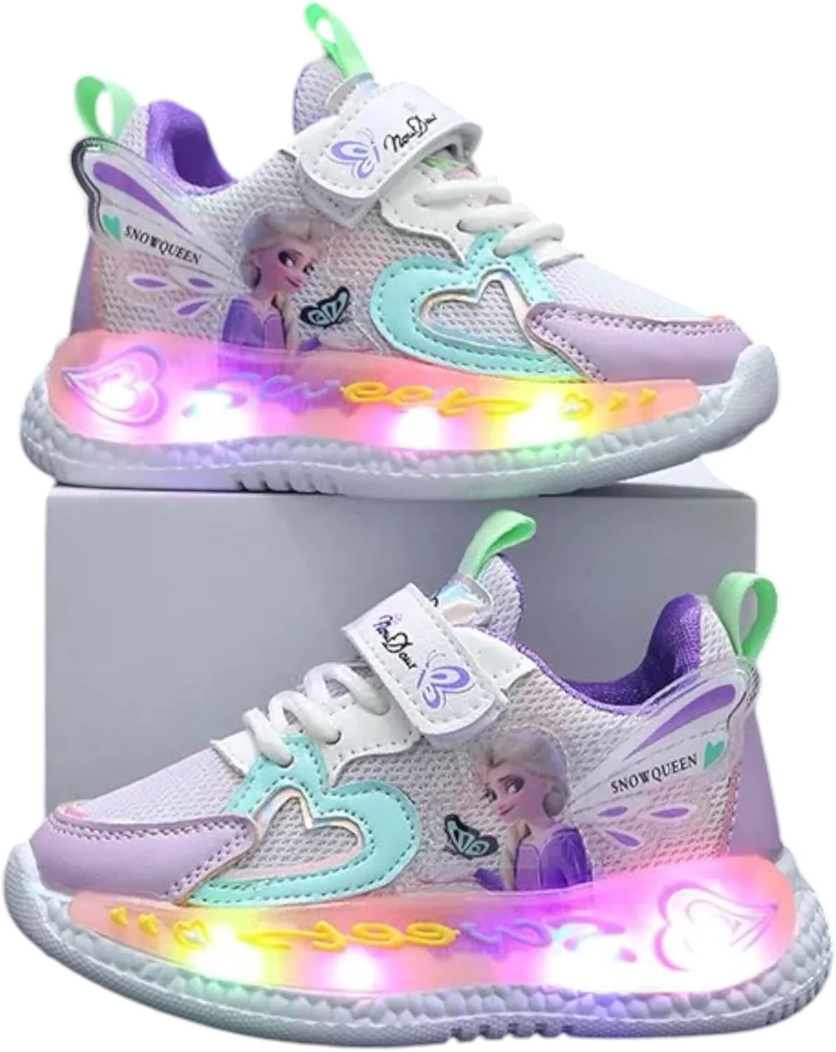 کفش دخترانه چراغ دار LED 2024 مدل جدید کتانی دخترانه السا فروزن پرنسس کفش اسپرت غیررسمی کفش ضد لغزش کودک