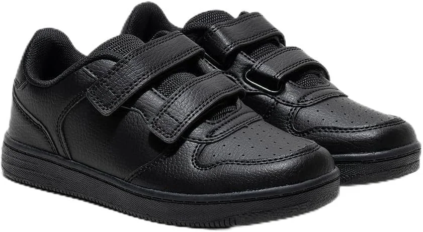 کفش مدرسه بچگانه آمیکا، سبک و تنفس پذیر، ساخته شده از چرم مصنوعی وگان با زیره لاستیکی ضد لغزش، کفی مموری فوم و بست دوتایی چسبی برای پسران، دختران و استفاده در مدرسه.