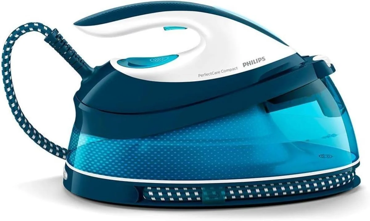 اتو بخارگر فشرده Versuni Philips PerfectCare، مخزن آب 1.5 لیتری، صرفه جویی در انرژی، حالت ECO، بدون سوختگی با فناوری OptimalTEMP، کفی SteamGlide (GC7840/26)