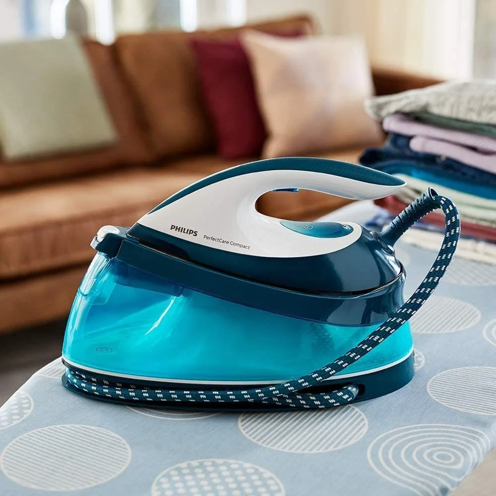 اتو بخارگر فشرده Versuni Philips PerfectCare، مخزن آب 1.5 لیتری، صرفه جویی در انرژی، حالت ECO، بدون سوختگی با فناوری OptimalTEMP، کفی SteamGlide (GC7840/26)