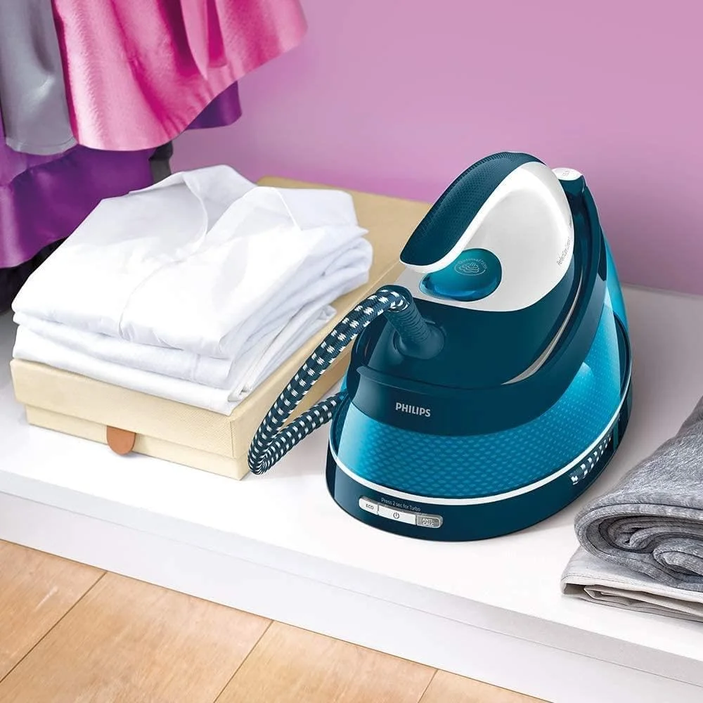 اتو بخارگر فشرده Versuni Philips PerfectCare، مخزن آب 1.5 لیتری، صرفه جویی در انرژی، حالت ECO، بدون سوختگی با فناوری OptimalTEMP، کفی SteamGlide (GC7840/26)