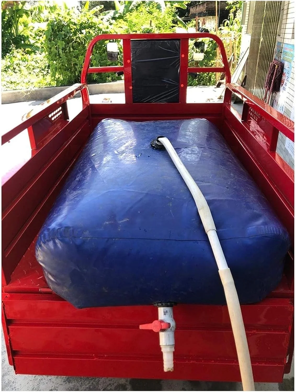 مخزن ذخیره آب PHLEPS با شیر، کیسه ذخیره آب نرم تاشو با ظرفیت بزرگ، مخزن ذخیره آب اضطراری قابل حمل برای کشاورزی مقاوم در برابر خشکسالی و آتش نشانی (رنگ: آبی، سایز