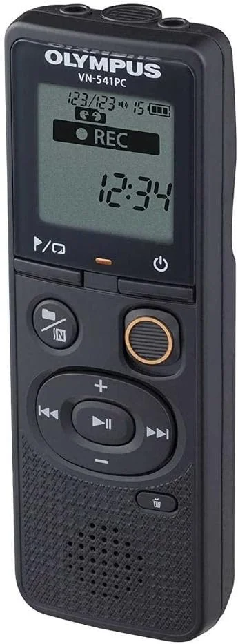 ضبط کننده صدای دیجیتال Olympus VN-541 PC با میکروفون همه جهته، ضبط با یک لمس، حذف نویز، انتخاب آسان صحنه، فیلتر برش پایین خودکار و حافظه 4 گیگابایتی، مشکی