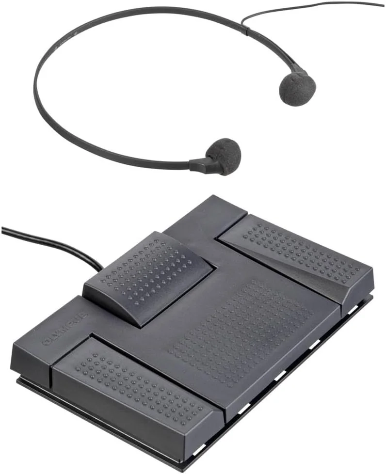 کیت رونویسی صوتی Olympus AS-2400 (پدال پایی USB، هدفون استریو تایپیست، نرم افزار رونویسی DSS Player Standard برای ویندوز و مک)